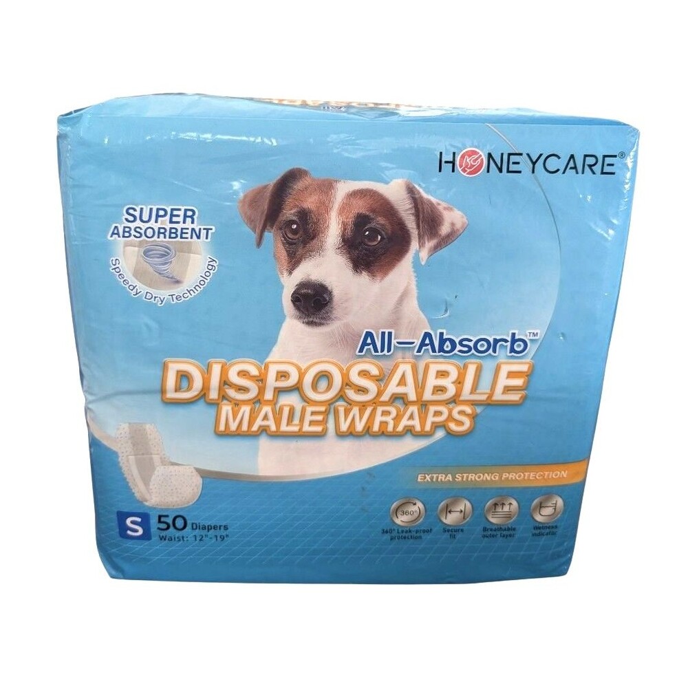 Honey Care All Absorb A26 Male Dog Wrap 50 Count Bag Size Small New